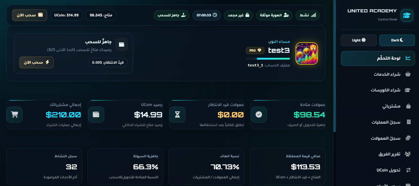 لوحة تحكم يونايتد أكاديمي 1